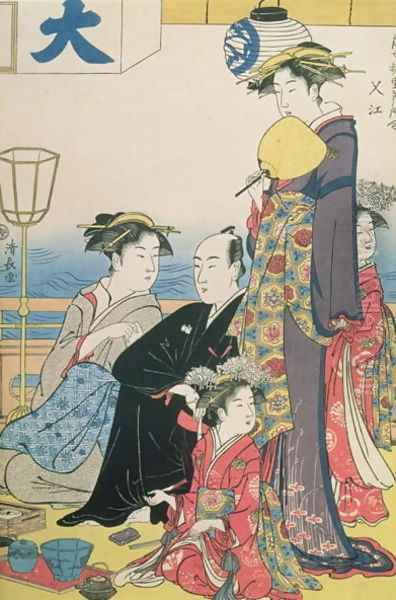 Women of the Gay Quarters Oil Painting by Torii Kiyonaga