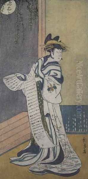 The actor Nakamura Tomijuro II 1786-2-1855 Oil Painting by Torii Kiyonaga