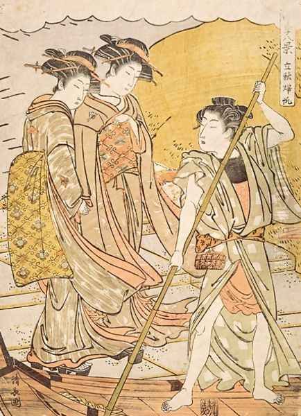 Returning Boats at the Beginning of Autumn Oil Painting by Torii Kiyonaga