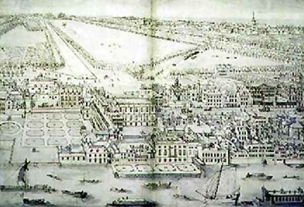 A Birds Eye View of Whitehall Palace Oil Painting by Leonard Knyff