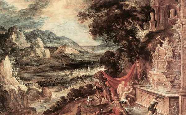 Landscape With Acteon And Diana Oil Painting by Kerstiaen De Keuninck The Elder