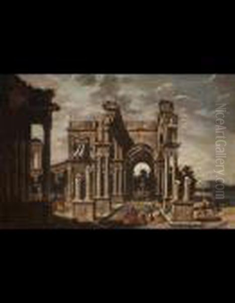 Capriccio Architettonico Con Gesu E La Samaritana Oil Painting by Viviano Codazzi