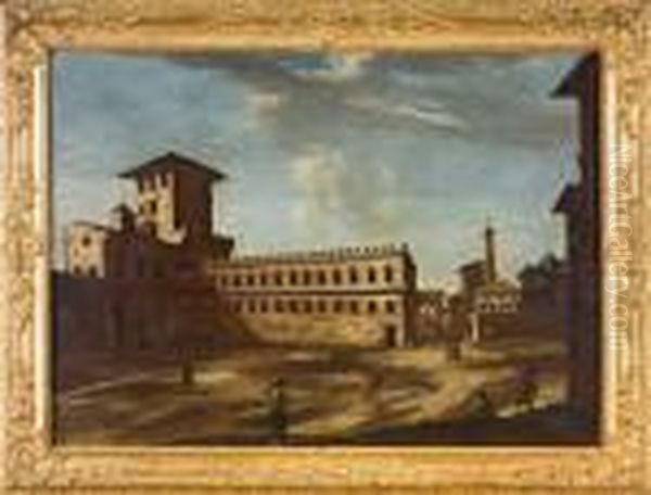 Veduta Di Palazzo Venezia. Oil Painting by Viviano Codazzi