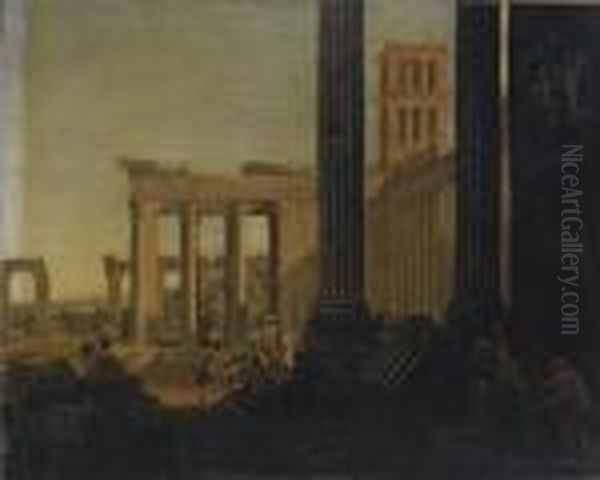 Capriccio Con Il Tempio Di Antonino E Faustina Oil Painting by Viviano Codazzi