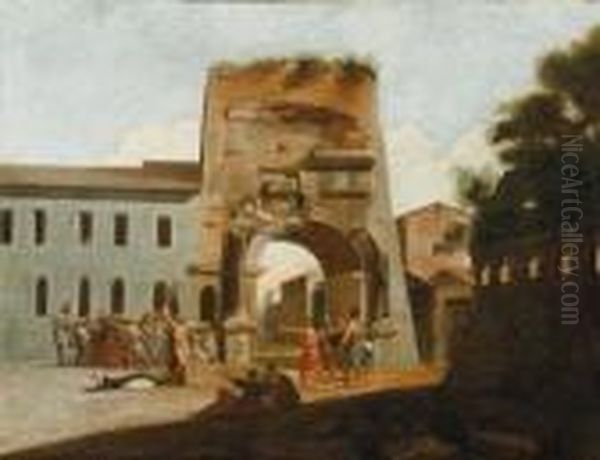 Veduta Dell'arco Di Tito Oil Painting by Viviano Codazzi