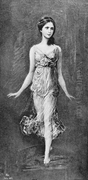 Isadora Duncan 1877-1927 Oil Painting by Friedrich August von Kaulbach