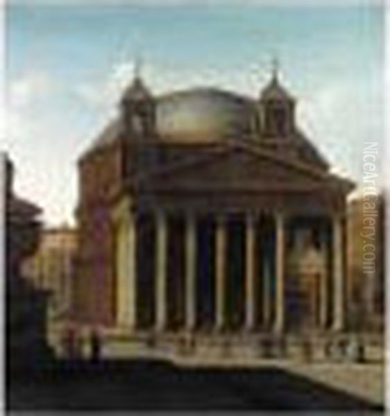 Rome: A View Of The Pantheon Oil Painting by Viviano Codazzi