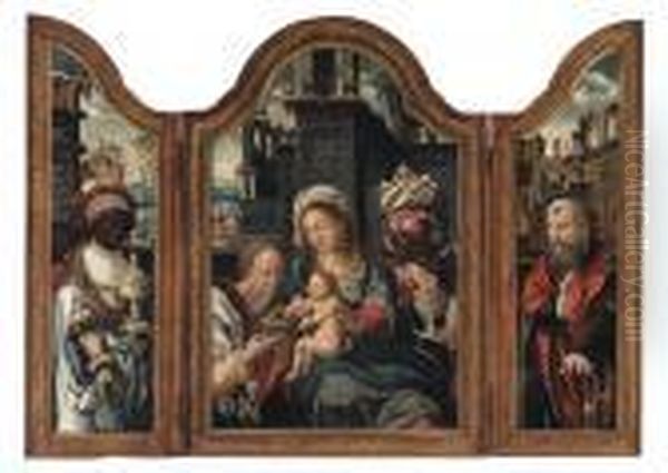 The Adoration Of The Magi Oil Painting by Pieter Coecke Van Aelst