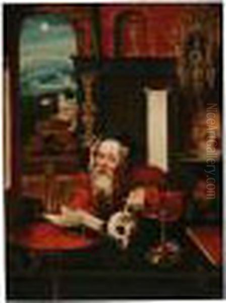 Saint Jerome In His Study Oil Painting by Pieter Coecke Van Aelst