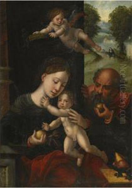 The Holy Family, The Flight Into Egypt Beyond Oil Painting by Pieter Coecke Van Aelst