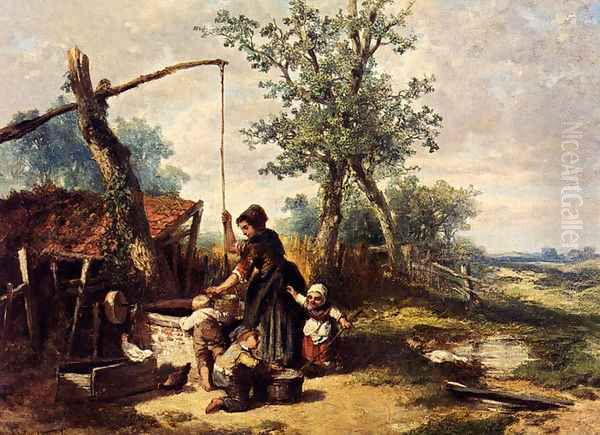 At The Well Oil Painting by Johan Mari Ten Kate