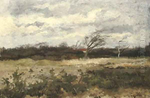 A windy day in autumn Oil Painting by Johan Mari Ten Kate