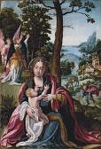 The Rest On The Flight Into Egypt Oil Painting by Pieter Coecke Van Aelst