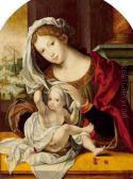 Madonna And Child. Oil Painting by Pieter Coecke Van Aelst