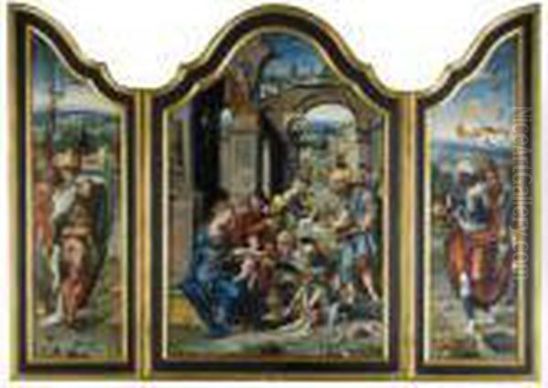 Triptych Representing The Adoration Of The Magi Oil Painting by Pieter Coecke Van Aelst