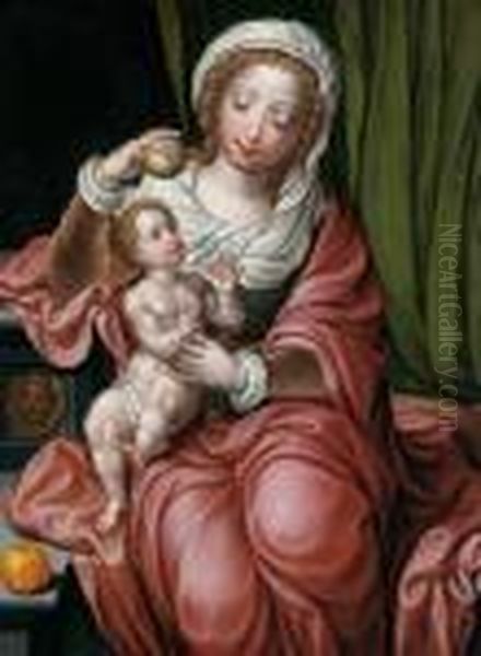 Madonna Col Bambino Oil Painting by Pieter Coecke Van Aelst