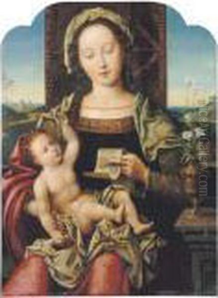 The Virgin And Child Enthroned Oil Painting by Pieter Coecke Van Aelst