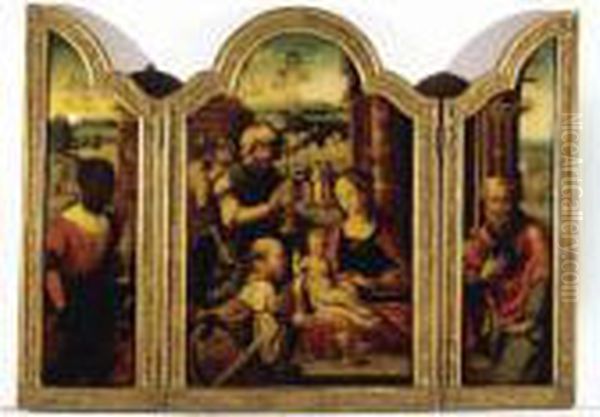 A Triptych: The Adoration Of The Magi Oil Painting by Pieter Coecke Van Aelst