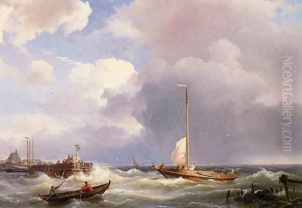 Returning to the Sound Oil Painting by Hermanus Jr. Koekkoek