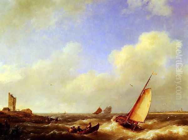 The Scheldt River at Flessinghe Oil Painting by Hermanus Jr. Koekkoek