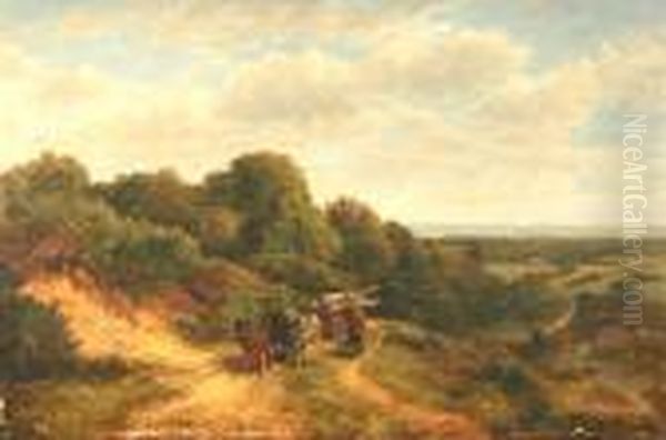 Homewards, Haslemere, Surrey With Logging Team On A Hilly Path Oil Painting by George Vicat Cole