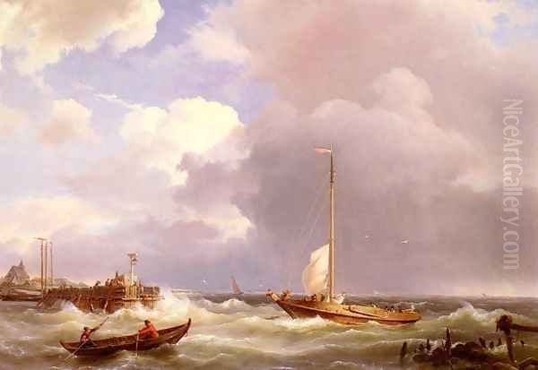 Returning To The Sound Oil Painting by Johannes Hermanus Koekkoek Snr