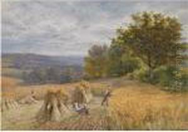 Harvesting In Surrey Oil Painting by George Vicat Cole