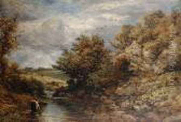 Woman By A River Oil Painting by George Vicat Cole