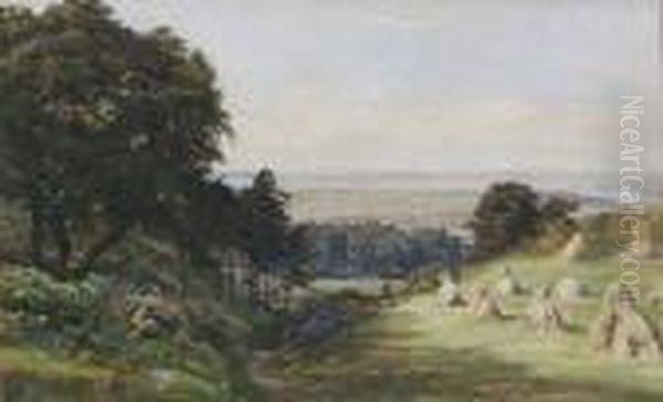 Distant View Of Portsmouth Harbour Oil Painting by George Vicat Cole