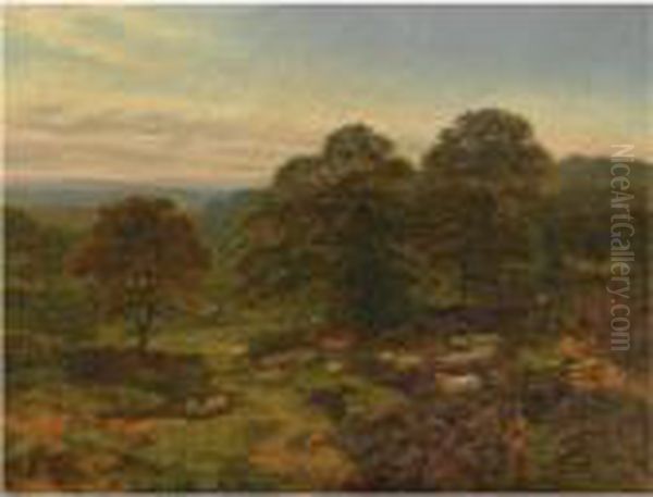 An Autumnal Evening Oil Painting by George Vicat Cole