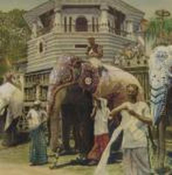 The Temple Of The Tooth, Kandy Oil Painting by George Vicat Cole