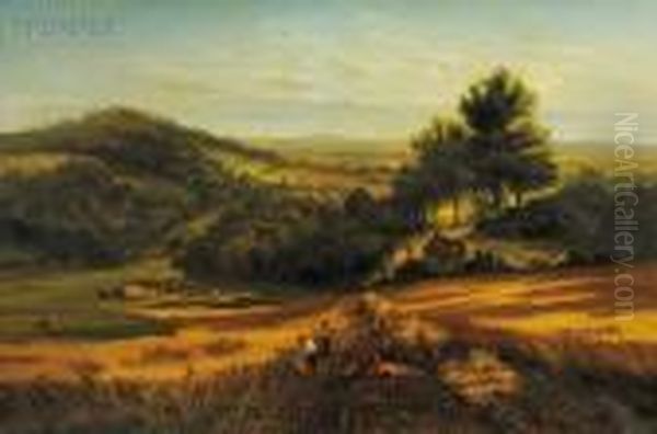 A Surrey Cornfield Oil Painting by George Vicat Cole