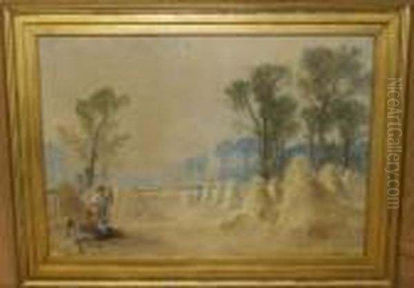 Workers Resting In A Harvest Field Oil Painting by George Vicat Cole