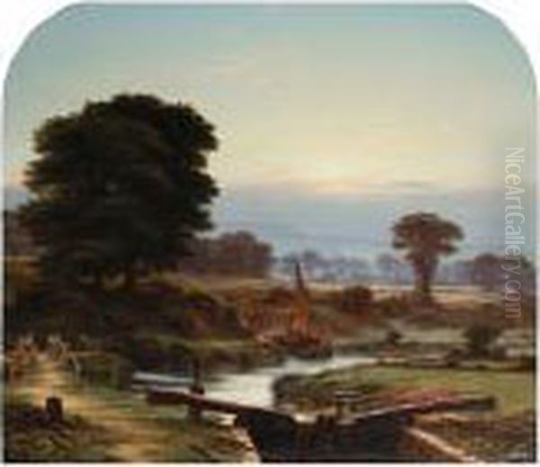 The Lock Ludlow Oil Painting by George Vicat Cole