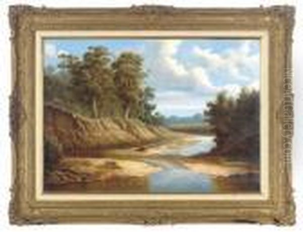 A Bend In The River Oil Painting by George Vicat Cole