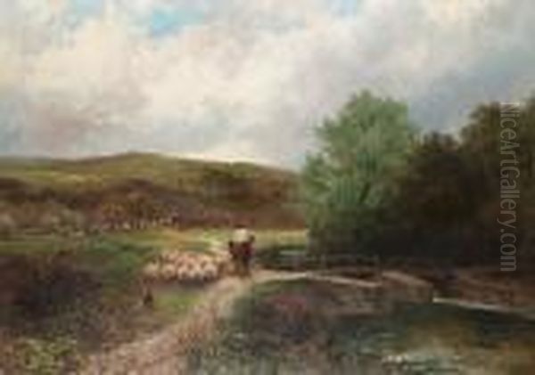 Driving Home The Flock Oil Painting by George Vicat Cole