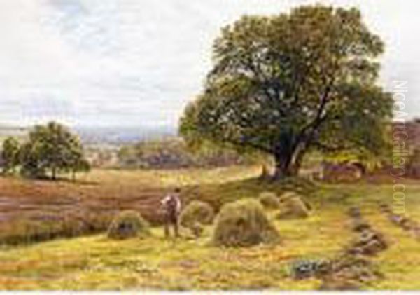 Figures Haymaking Oil Painting by George Vicat Cole