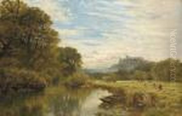 Windsor Castle, From A Backwater Oil Painting by George Vicat Cole