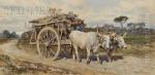 Ox Cart Carrying Logs Oil Painting by Enrico Coleman