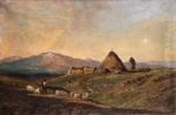 Paesaggio Della Campagna Romana Oil Painting by Enrico Coleman