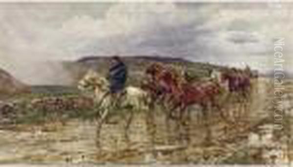 Bringing In The Horses Oil Painting by Enrico Coleman