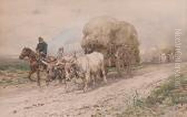 Young Bullocks Carting The Hay by Enrico Coleman