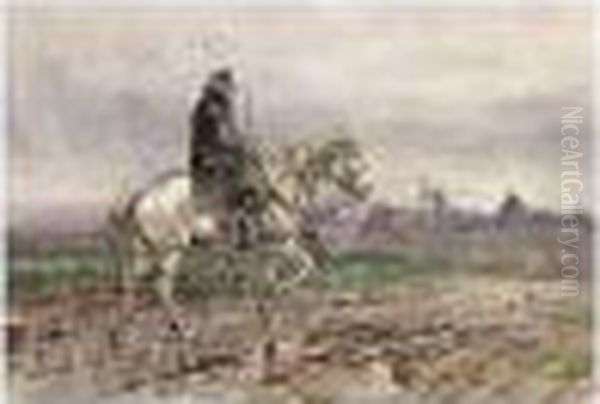 Nella Campagna Romana (in The Roman Campagna) Oil Painting by Enrico Coleman