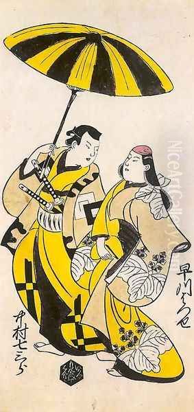 Hayakawa Hatsuse and Nakamura Shichisaburo 1702 Oil Painting by Torii Kiyonobu