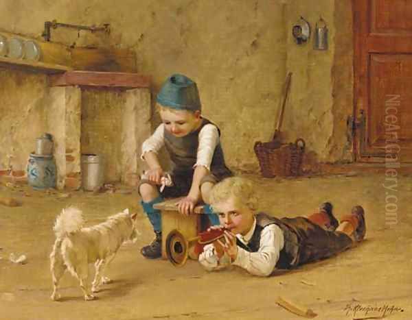 Childrens playtime Oil Painting by Theodore Kleehaas