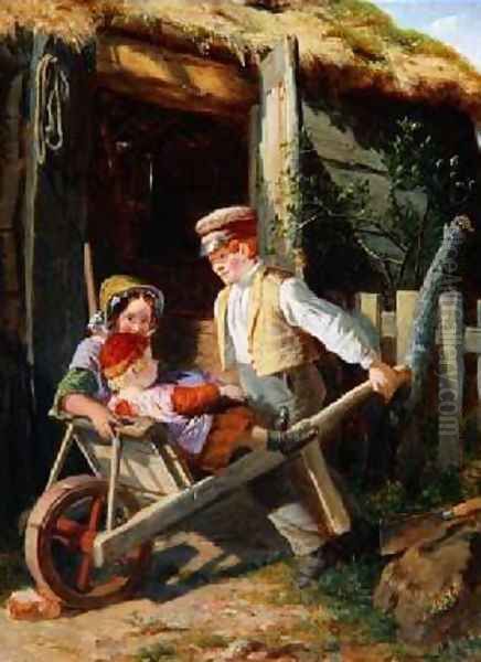 Wheelbarrow Oil Painting by William Henry Knight