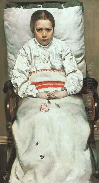 The Sick Girl 1880-81 Oil Painting by Christian Krohg