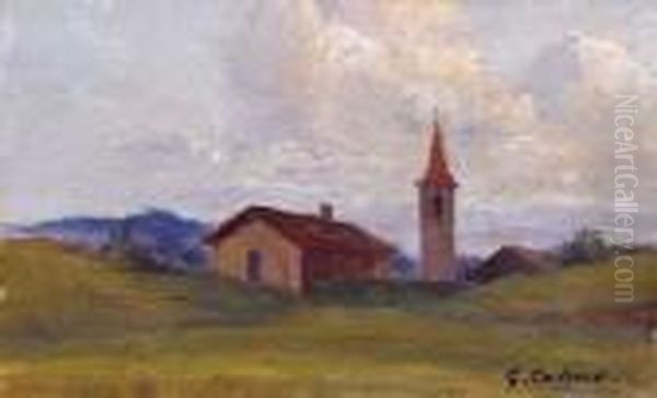 Paesaggio Con Chiesetta Oil Painting by Giovanni Colmo