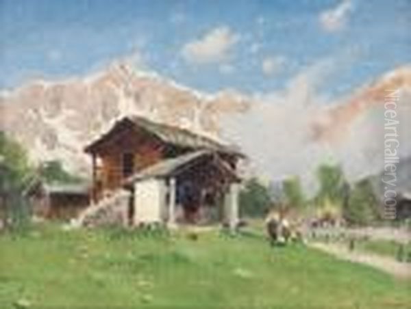 Baita Oil Painting by Giovanni Colmo