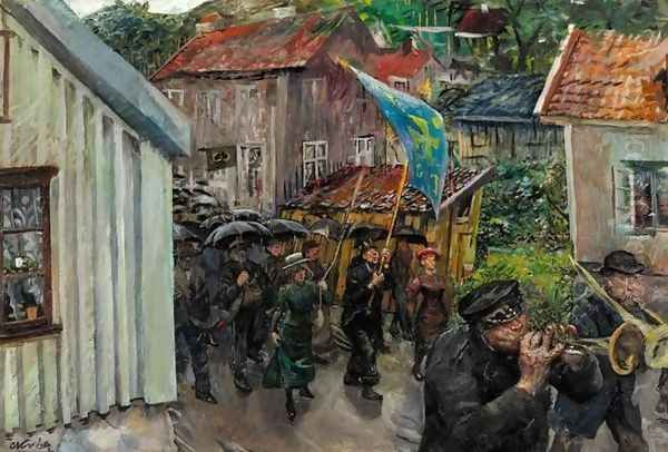 Procession of the Abstemious (Totalistenes søndagsutflukt) Oil Painting by Christian Krohg